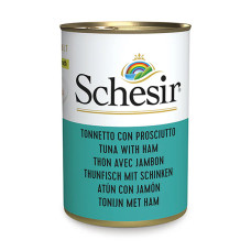 Натуральні консерви для котів Schesir Tuna with Ham Тунець з Шинкою в бульйоні, 140г