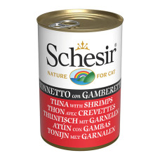 Натуральные консервы для котов Schesir Tuna with Shrimps, тунец с креветками в желе, 140г