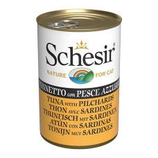 Натуральні консерви для котів Schesir Tuna with Pilchards Тунець з Сардиною в желе, 140г