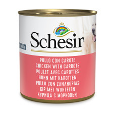 Натуральные консервы для собак Schesir Chicken With Carrots ШЕЗИР КУРКА С МОРКОВЬЮ в желе, влажный корм, банка 285г