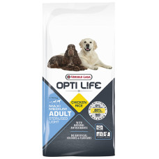 Сухий суперпреміум корм Opti Life Sterilised Light Medium & Maxi ОПТІ ЛАЙФ СТЕРІЛАЙЗИД ЛАЙТ для стерилізованих і собак із зайвою вагою середніх і великих порід, з куркою, 12,5 кг 