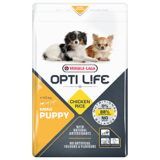 Сухий суперпреміум корм Opti Life Puppy Mini ОПТІ ЛАЙФ для цуценят міні та малих порід, з куркою, 2,5 кг