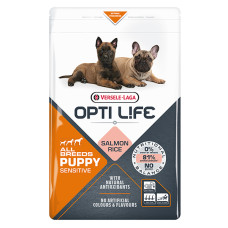 Сухий суперпреміум корм Opti Life Puppy Sensitive ОПТІ ЛАЙФ для цуценят всіх порід, з лососем, 2,5 кг