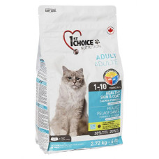 Сухой корм 1st Choice Cat Adult Healthy Skin&Coat для здоровой кожи и блестящей шерсти котов, с лососем 2,72 кг