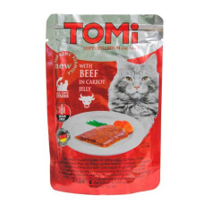 TOMi BEEF in carrot jelly ТОМИ ГОВЯДИНА В МОРКОВНОМ ЖЕЛЕ суперпремиум влажный корм, консервы для кошек, пауч, 0.1 кг.