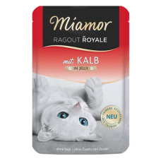 Шматочки в желе - беззерновий повнораціонний вологий корм для котів Miamor Ragout Royale mit Kalb МІАМОР РАГУ ТЕЛЯТИНА, пауч 100г