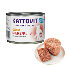 Повнораціонний вологий лікувальний корм Kattovit Veterinary Niere Renal Chicken РЕНАЛ КУРКА для котів із захворюваннями нирок, банка 185г