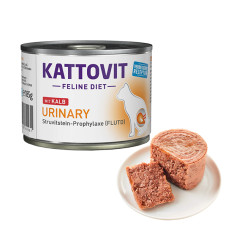 Повнораціонний беззерновий вологий лікувальний корм Kattovit Veterinary Urinary Veal УРІНАРІ ТЕЛЯТИНА для котів із захворюваннями нижніх сечовивідних шляхів, банка 185г