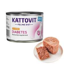 Повнораціонний вологий лікувальний корм Kattovit Veterinary Diabetes (ДІАБЕТ) для котів із цукровим діабетом і ожирінням, банка 185г