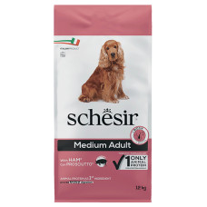 Монопротеиновый корм Schesir Dog Medium Adult Ham для взрослых собак средних пород, с шинкой, 12 кг