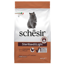 Корм Schesir Cat Sterilized & Light с курицей для кастрированных, стерилизованных и склонных к набору лишнего веса котов, 400 г