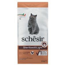 Корм Schesir Cat Sterilized & Light с курицей для кастрированных, стерилизованных и склонных к набору лишнего веса котов, 10 кг
