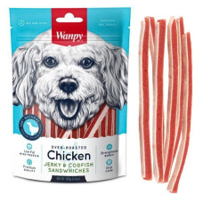 Лакомство для собак Wanpy Chicken Jerky & Codfish Sandwiches, сендвич - курица с треской