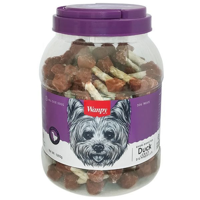 Лакомство для собак Wanpy Duck Jerky Dumbbells ВАНПИ, кость-гантель с вяленой уткой