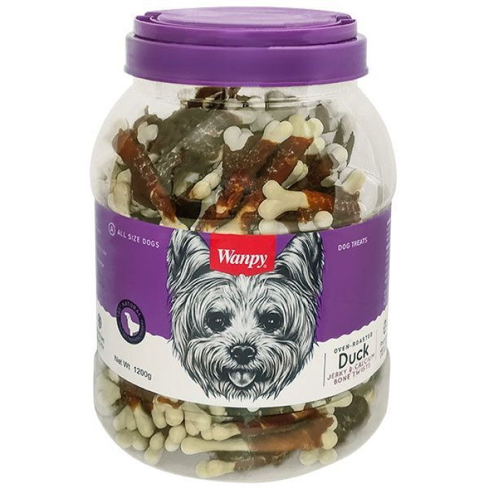 Лакомство для собак Wanpy Duck Jerky & Calcium Bone Twists - кость с вяленой уткой и кальцием