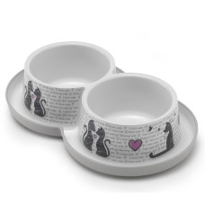 Двойная миска для кошек Moderna Double Trendy Dinner Cats in Love МОДЕРНА ВЛЮБЛЕННЫЕ КОТЫ, 2х350мл