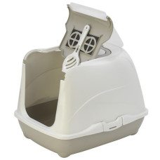 Moderna МОДЕРНА ФЛИП КЭТ закрытый туалет для кошек, с откидной крышкой, 50х39х37 см, теплый серый