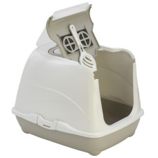 Moderna МОДЕРНА ФЛІП КЕТ ДЖУМБО закритий туалет для кішок, з відкидною кришкою, 58х45х42 см, теплий сірий