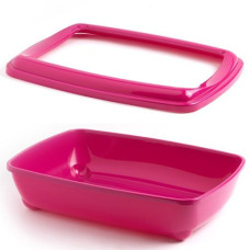 Moderna МОДЕРНА АРИСТ-О-ТРЭЙ туалет для кошек, с бортиком, 50х38х14 см, ярко-розовый