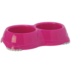 Двойная миска для собак и кошек Moderna МОДЕРНА СМАРТИ №1, 2х650 мл, d-14 см, ярко-розовый