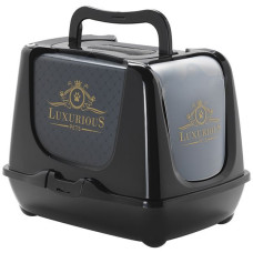 Закритий туалет Moderna Trendy Cat Luxurious МОДЕРНА ЛАКШЕРИЗ для котів з вугільним фільтром та совком 50х39,1х38,9 см, чорний