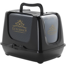 Закрытый туалет Moderna Trendy Cat Luxurious МОДЕРНА ЛАКШЕРИЗ для котов c угольным фильтром и совком 57,3х44,4х43,8 см, черный