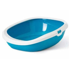 Туалет для котів з бортиком Savic Gizmo large, біло-блакитний 52х39,5х15 см