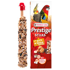 Лакомство для средних и крупных попугаев Versele-Laga Prestige Sticks Parrots Nuts & Raisin topping ВЕРСЕЛЕ-ЛАГА ПРЕСТИЖ ОРЕХИ И ИЗЮМ 2х70г