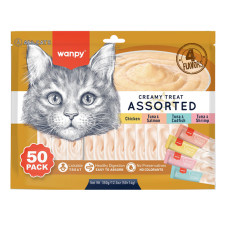 Жидкое лакомство для кошек Wanpy Creamy Treat Assorted ВАНПИ МИКС СЛАДОСТЕЙ (50 стик по 14 г)