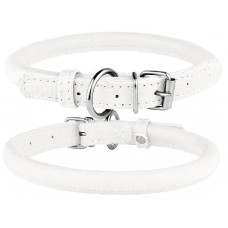 Нашийник для собак круглий шкіряний Білий XS 20-25 см