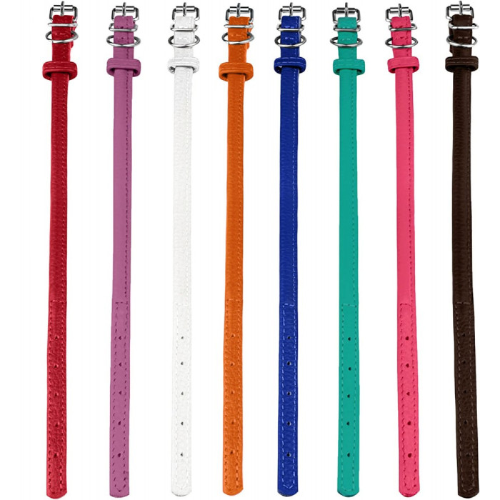 Ошейник для собак Barksi круглый кожаный Аквамарин M 33-41 см