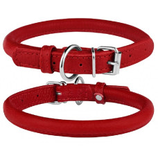 Ошейник для собак Barksi круглый кожаный Красный XS 20-25 см