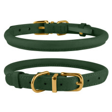 Ошейник для собак круглый кожаный BronzeDog Crazy Зеленый XS 18-25 см