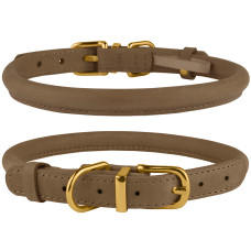 Ошейник для собак круглый кожаный BronzeDog Crazy Бежевый XS, 18-25 см