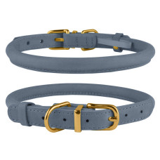 Ошейник для собак круглый кожаный BronzeDog Crazy Деним XS 18-25 см