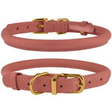 Ошейник для собак круглый кожаный BronzeDog Crazy Персик XS 18-25 см