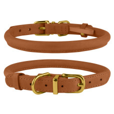 Ошейник для собак круглый кожаный BronzeDog Crazy Тауни XS 18-25 см