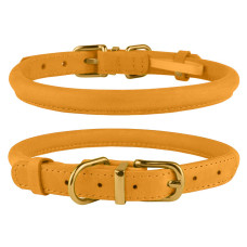 Ошейник для собак круглый кожаный BronzeDog Crazy Голд XS 18-25 см