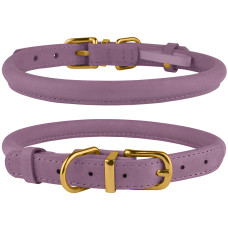 Ошейник для собак круглый кожаный BronzeDog Crazy Сиреневый XL, 43-53 см
