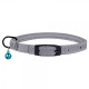 Ошейник для кошек круглый кожаный BronzeDog Premium с резинкой и колокольчиком, Серый 2XS 20-25 см