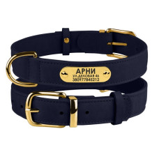 Нашийник для собак шкіряний Crazy темно-синій XS, 19-25 см