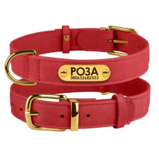 Нашийник для собак шкіряний Crazy Червоний XL 46-60 см
