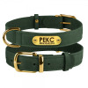 Ошейник для собак кожаный BronzeDog Crazy Зеленый L 38-49 см