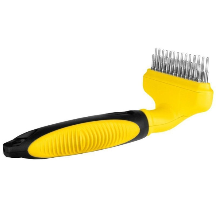 Двухрядная расческа-грабли Bronzedog с крутящимся зубом, 15 х 9 см M