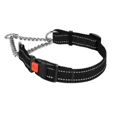 Нашийник Мартінґейл Active нейлоновий зі світловідбиттям та ланцюжком, чорний
