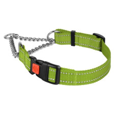 Нашийник Мартингейл Active нейлоновий зі світловідбиттям та ланцюжком, салатовий S 30-38 см