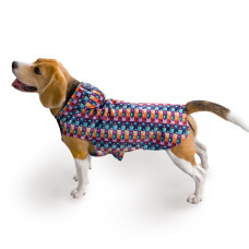 Дождевик для собак Barksi Textile с капюшоном Печворк, 2XS - 23 см