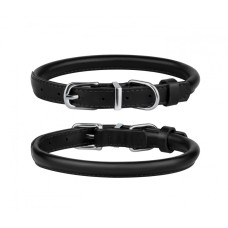 Ошейник для собак BronzeDog круглый кожаный Черный XS, 18-25 см