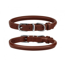 Ошейник для собак BronzeDog круглый кожаный Коричневый XS, 18-25 см