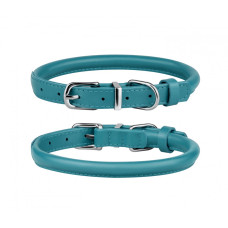 Ошейник для собак BronzeDog круглый кожаный Бирюзовый XS, 18-25 см 